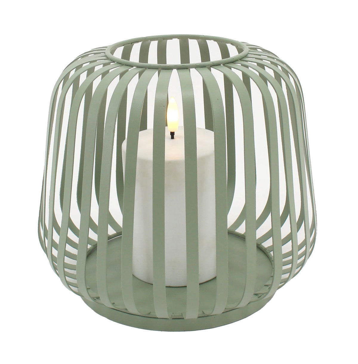 LS-LebenStil Möbel & Wohnen Malmø Windlicht Grün 20cm Timer