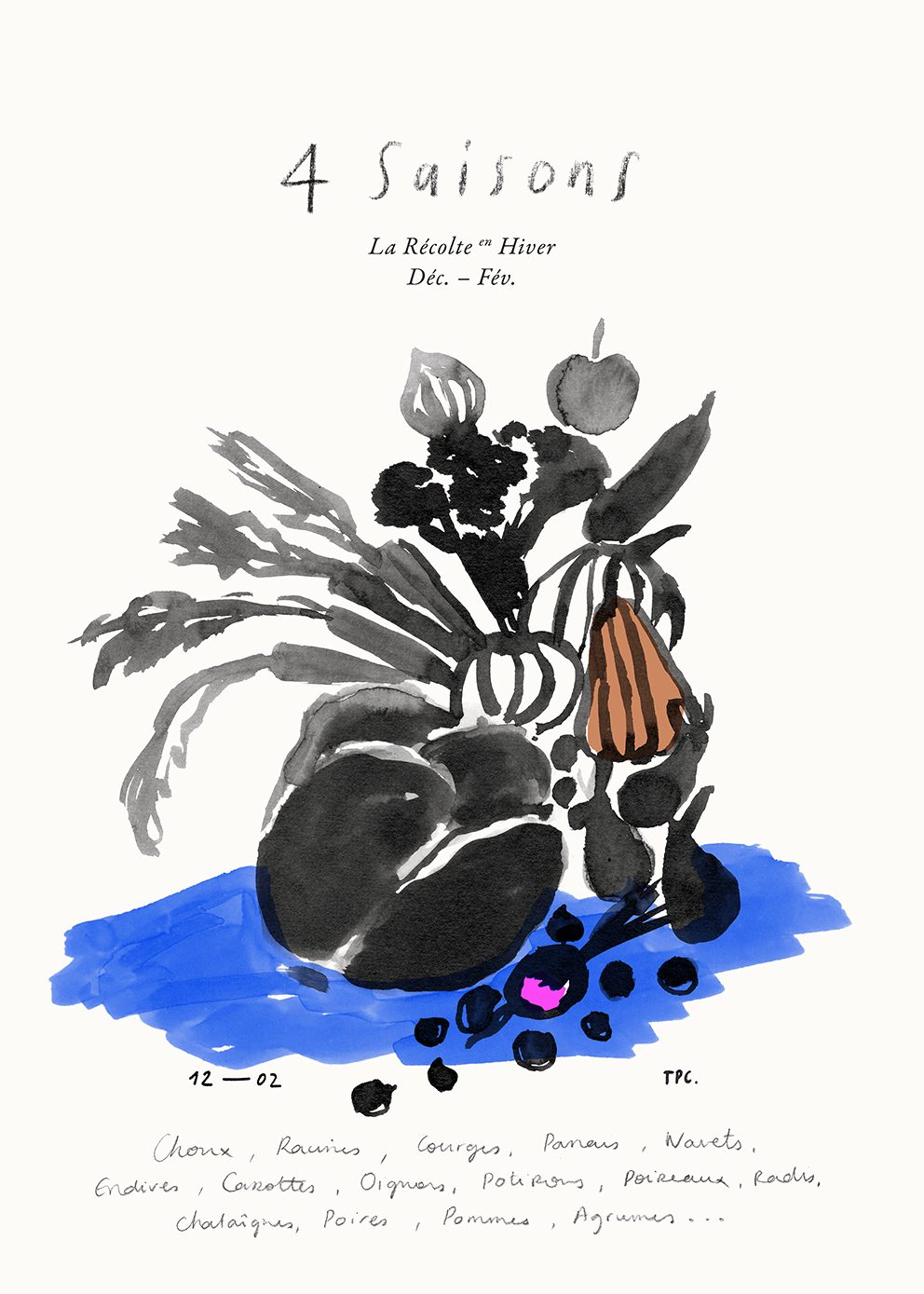 The Poster Club Art Prints L'Hiver Poster A4 blau schwarz
