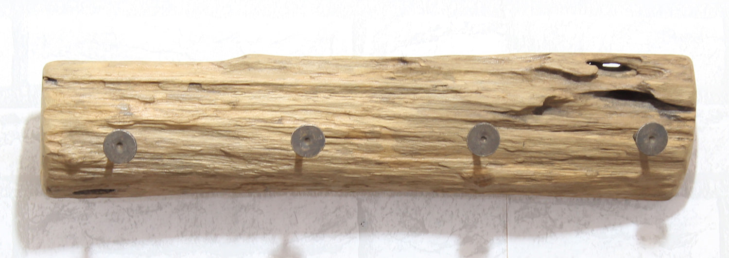 LS-LebenStil Vintage Wandgarderobe Teak 4 Haken 50cm Braun