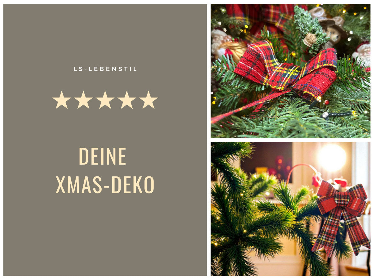 LS-LebenStil Möbel & Wohnen XL Weihnachtsschleife Schleife kariert 2er 17cm