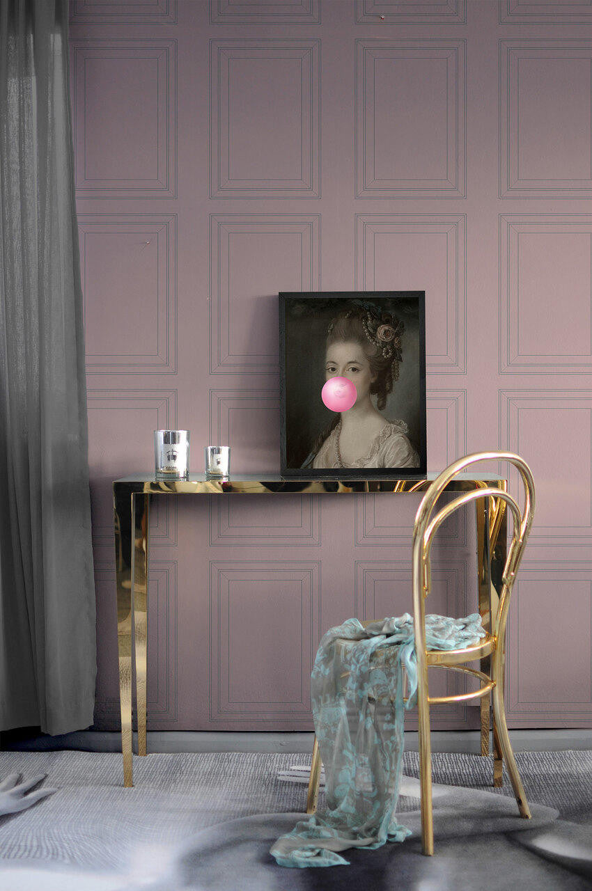 Mineheart Wallpaper Pink Grey Panel Outline Tapete Rosa Grau