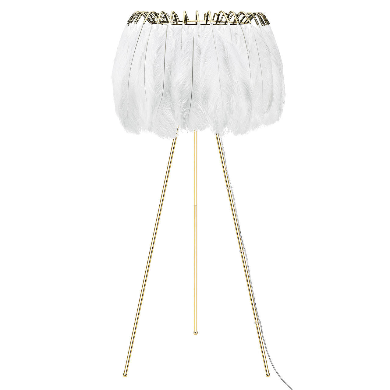 Mineheart Feather Stehlampe Weiß Gold 160cm Federn