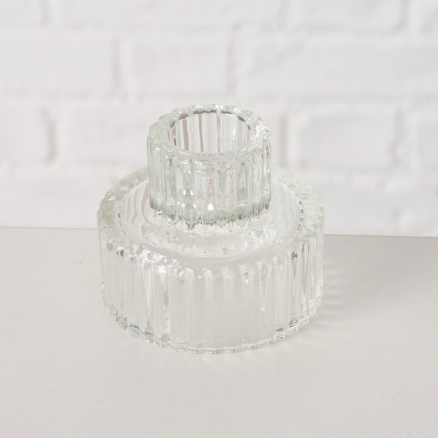 LS-LebenStil Küche & Haushalt Kerzenständer Glas Klar 7cm 3er Set
