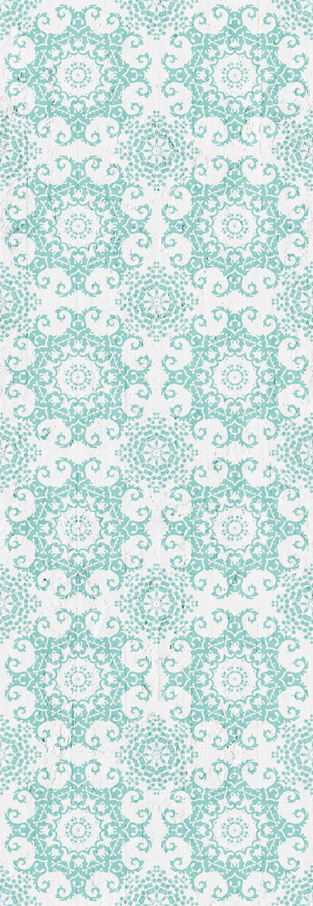 Mineheart Geometric Damask Tapete Aquamarin 52cm x 10m Blau