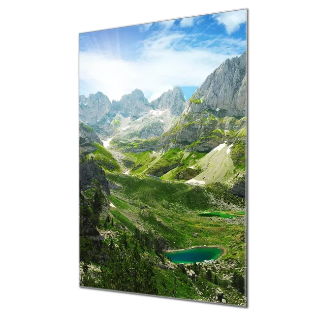 Banjado Magnettafel Glas 60x40 Bergsee Alpen beschreibbar
