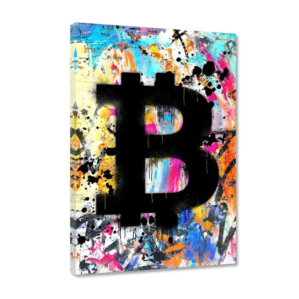 Hustling Sharks Graffiti Bitcoin Leinwand 30x40 cm Bild