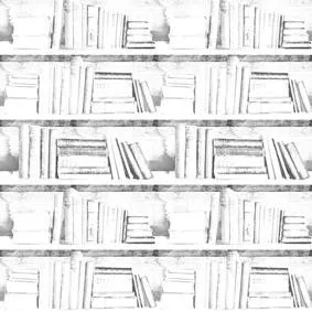 Mineheart Almost White Bookshelf Tapetenmuster Bücher