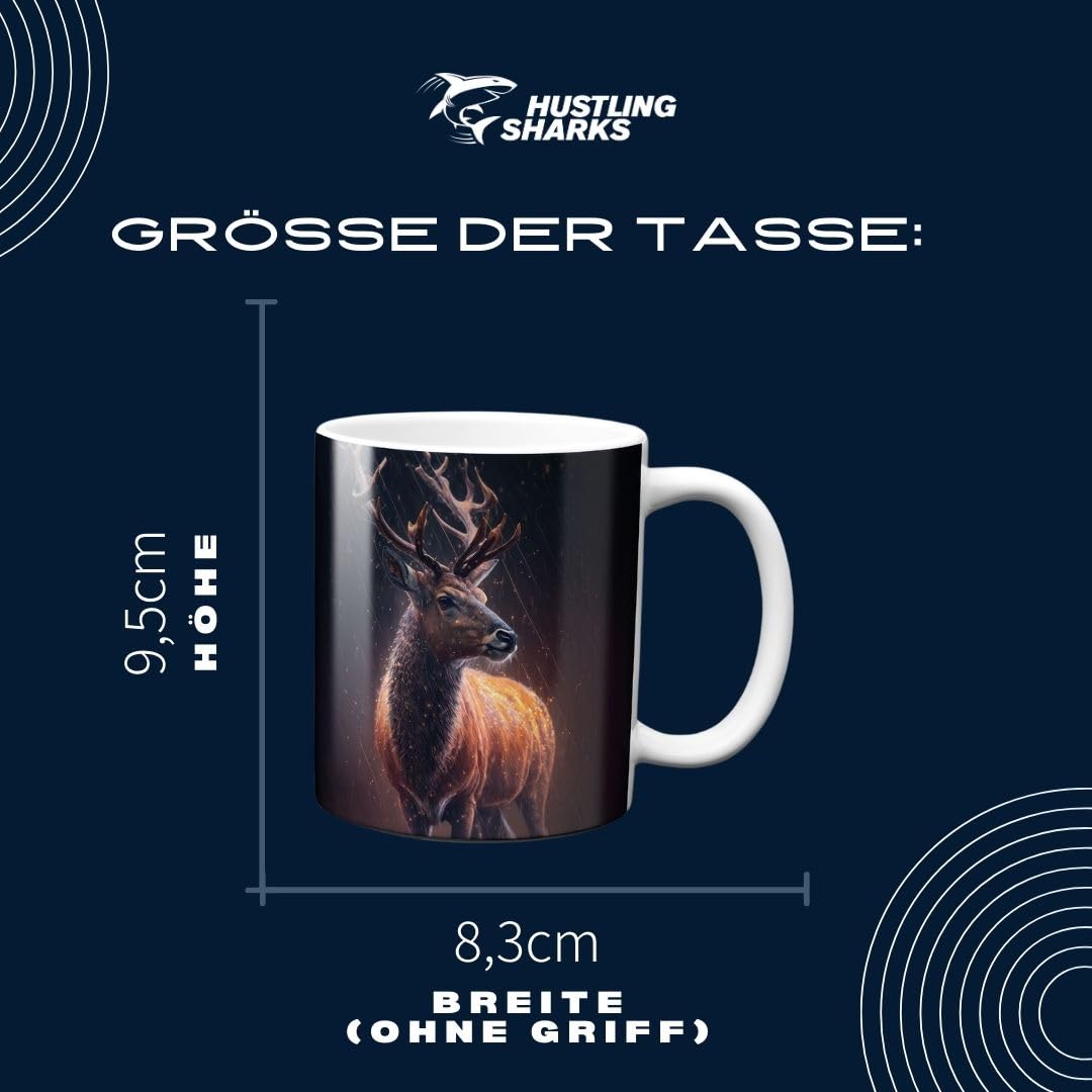 Hustling Sharks Wandbilder Hirsch im Regen Tasse 330 ml weiß