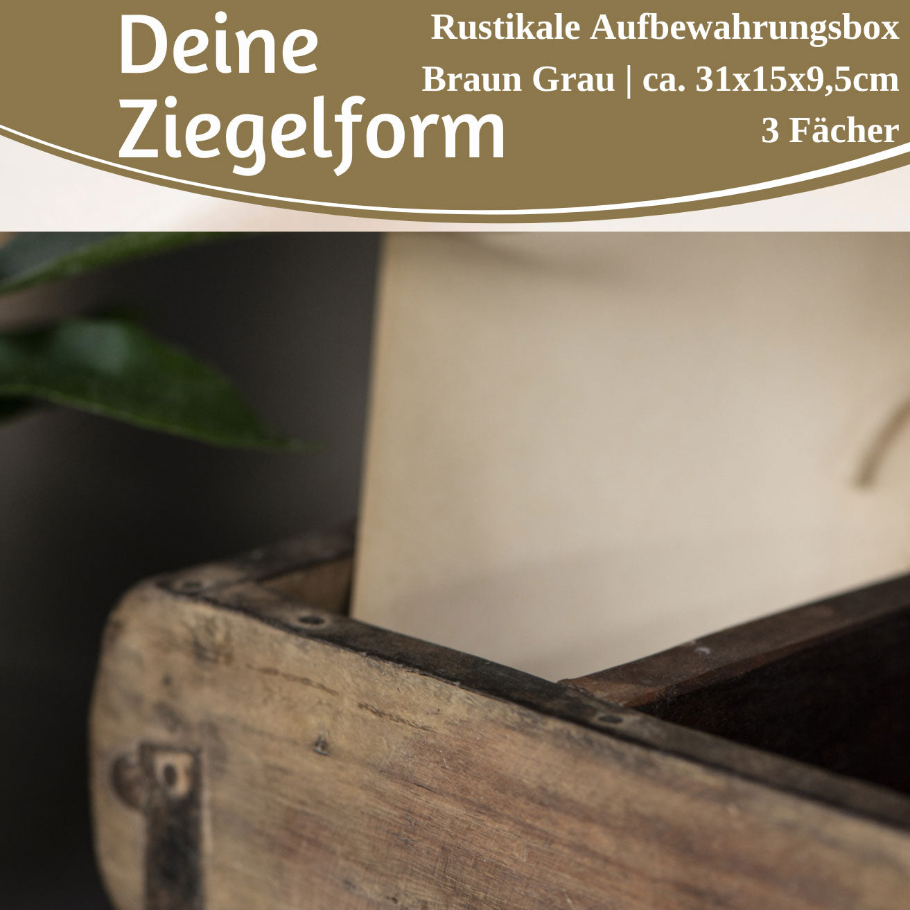 LS-LebenStil Möbel & Wohnen Ziegelform Unika 31cm Braun 3-fach Holzbox