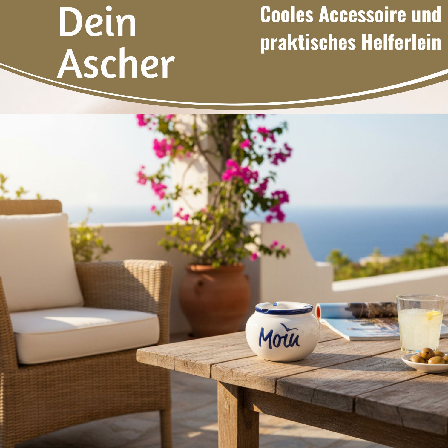 LS-LebenStil Moin Sturmaschenbecher Keramik Weiß Blau 10x7,5cm