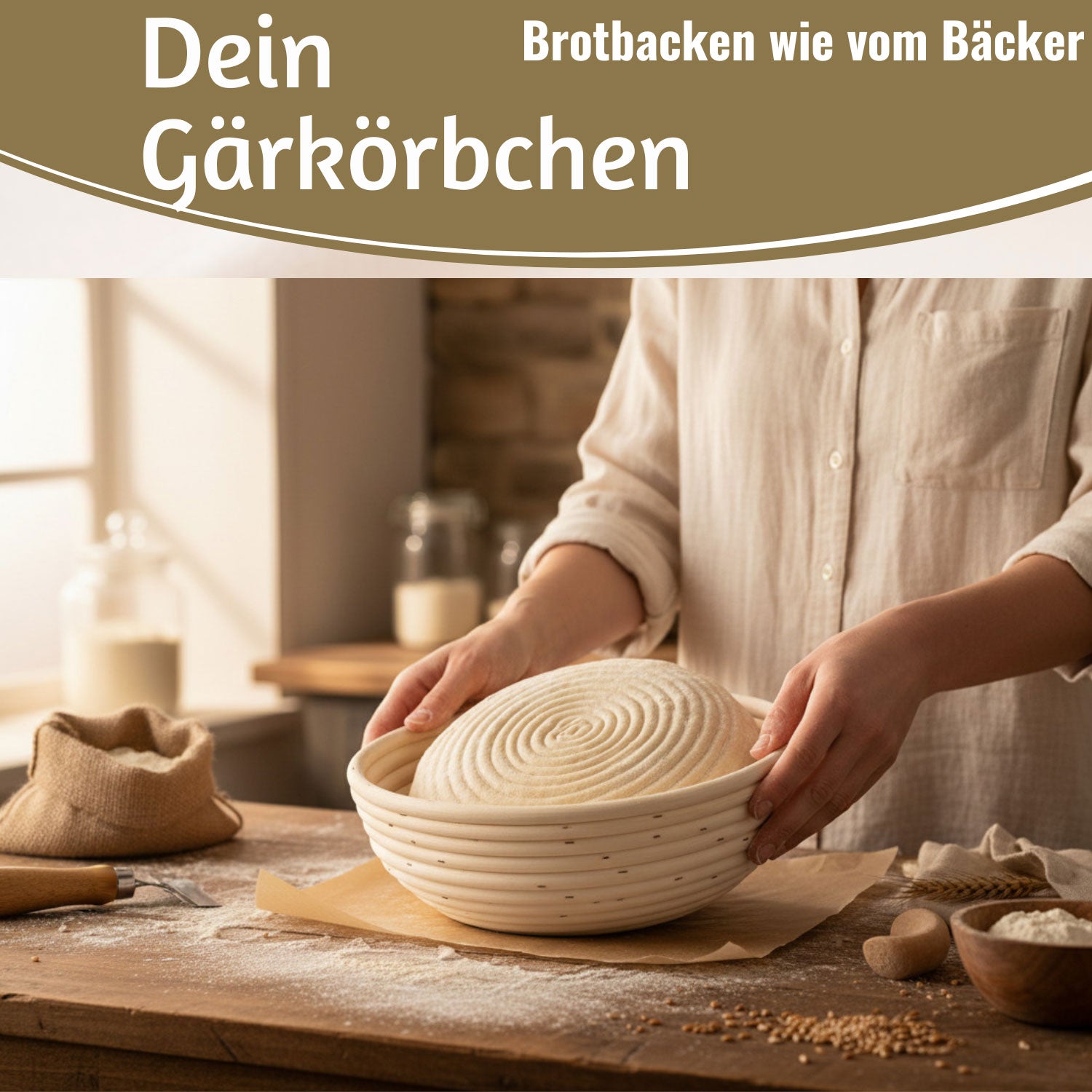 LS-LebenStil Gärkörbchen rund 25x8cm Peddigrohr Brotkorb