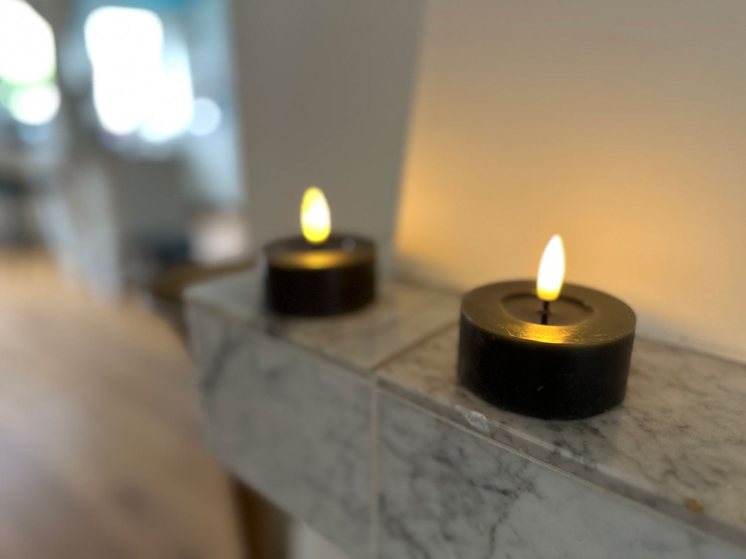 LS-LebenStil Ribe LED Teelicht schwarz 2er Set Echtwachs