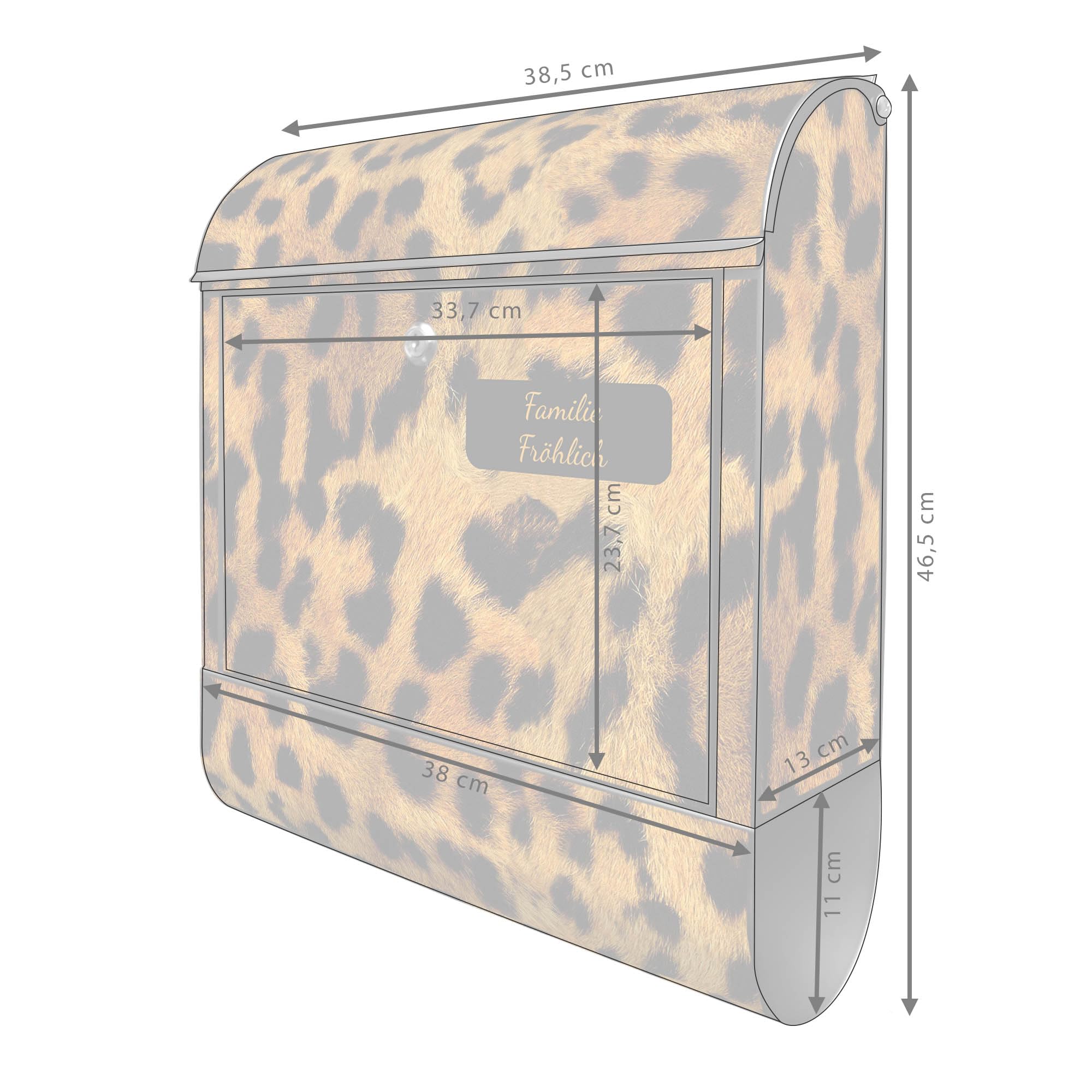 Banjado Briefkasten Leopard Briefkasten Stahl Schwarz A4 Zeitungsfach
