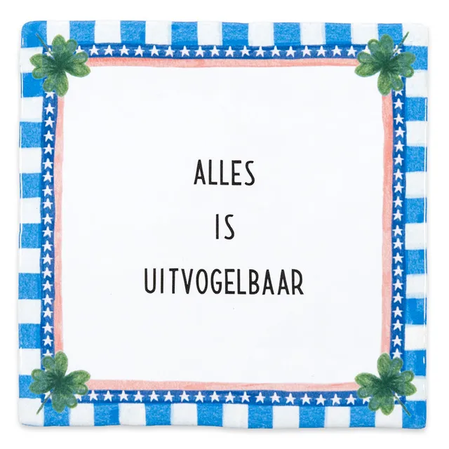 Storytiles Delft Blue Found Clovers Fliese 10x10 cm personalisierbar
