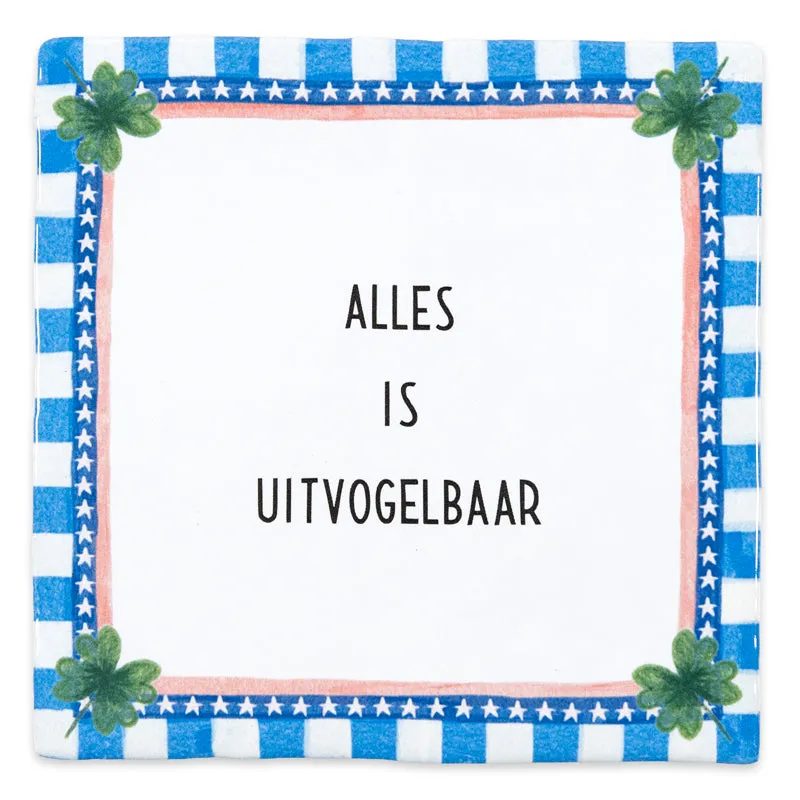 Storytiles Delft Blue Found Clovers Fliese 10x10 cm personalisierbar