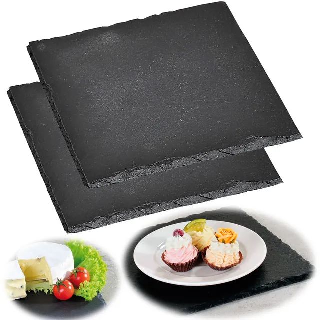 LS-LebenStil Küche & Haushalt Schieferplatte 20x20cm 2er Set Platte