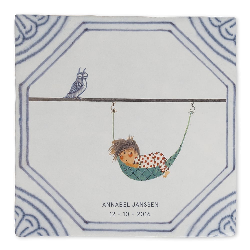 Storytiles Delft Blue Een middagdutje Fliese 10x10 cm Baby