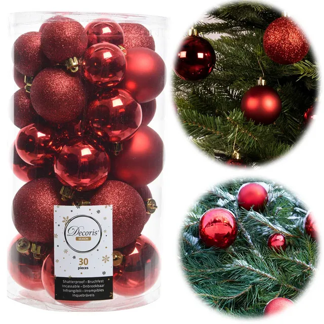 LS-LebenStil Möbel & Wohnen 30 Kunststoff Weihnachtskugeln Rot