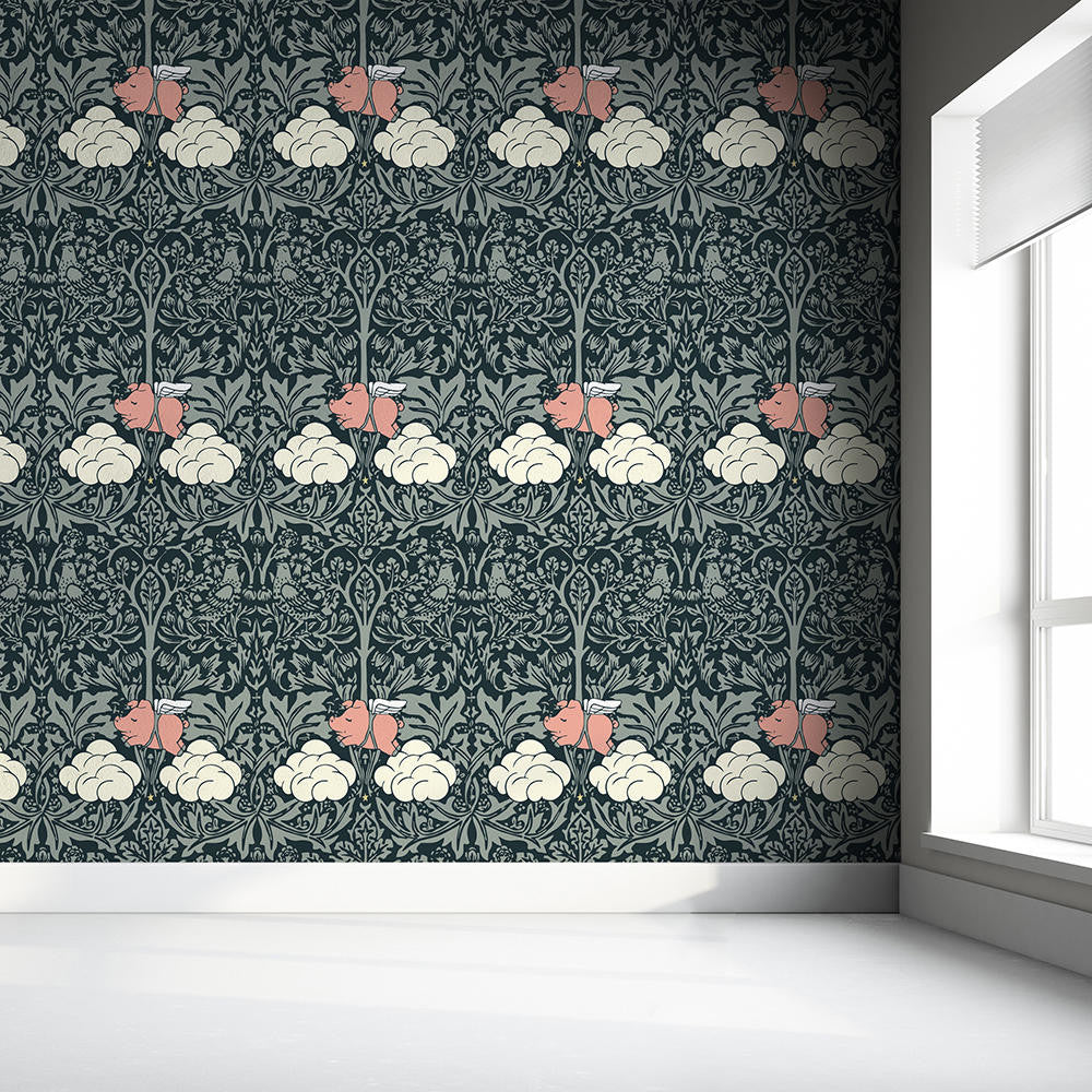 Mineheart Morris Dream Tapete Dunkelgrün Floral