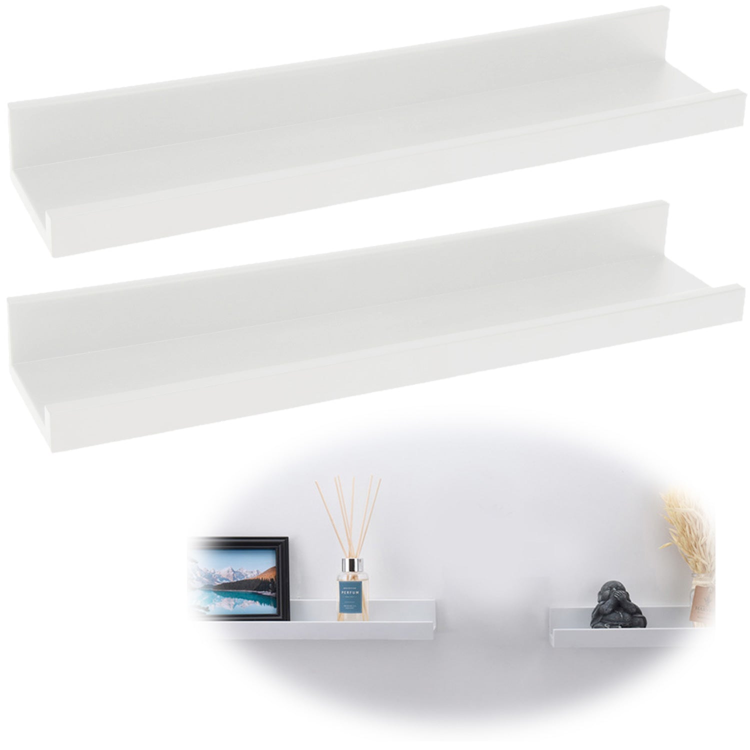 LS-LebenStil Küche & Haushalt Freja Wandregal weiß 45cm 2er Set