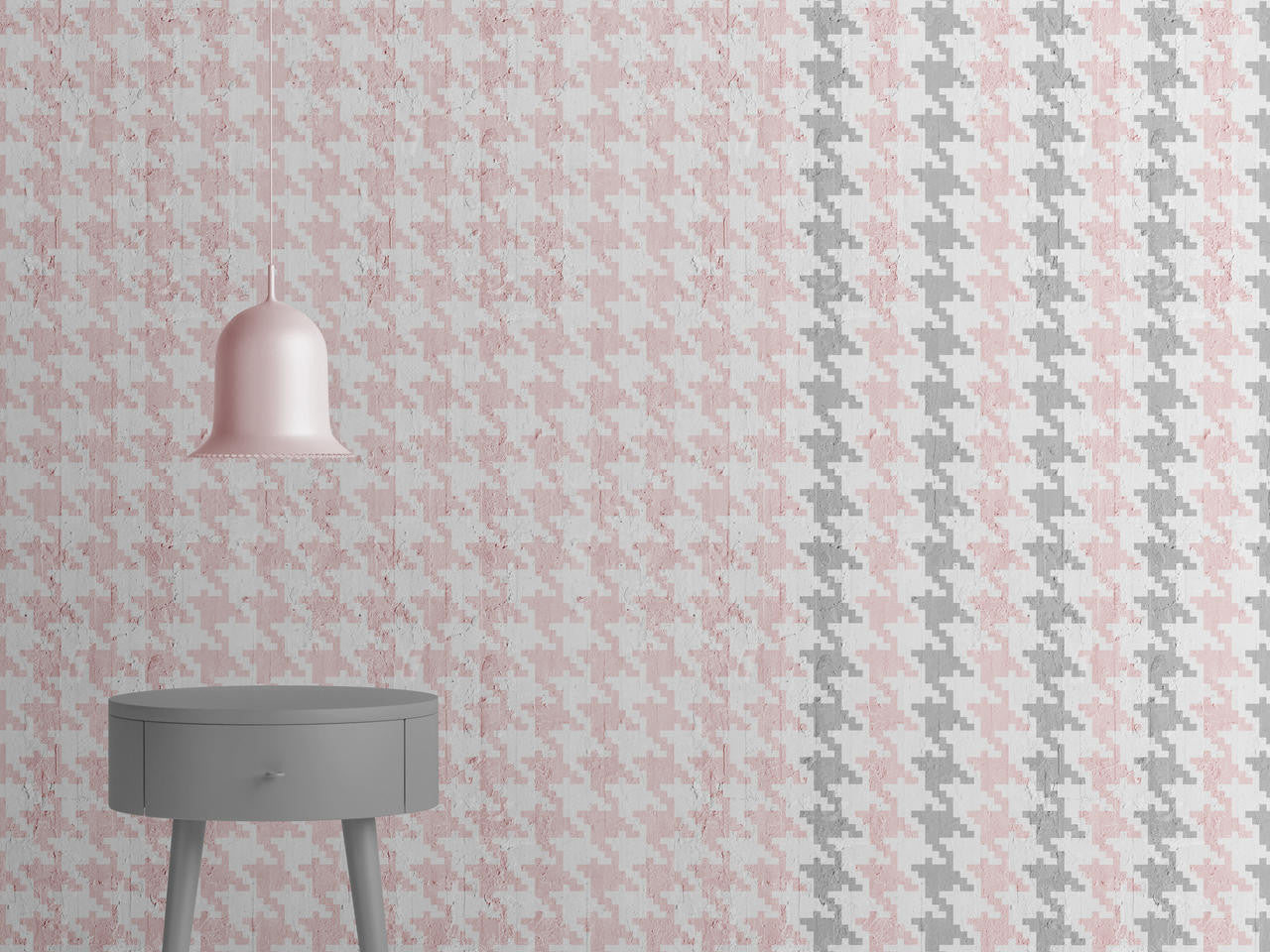Mineheart Pied De Poule Tapete Rosa-Grau