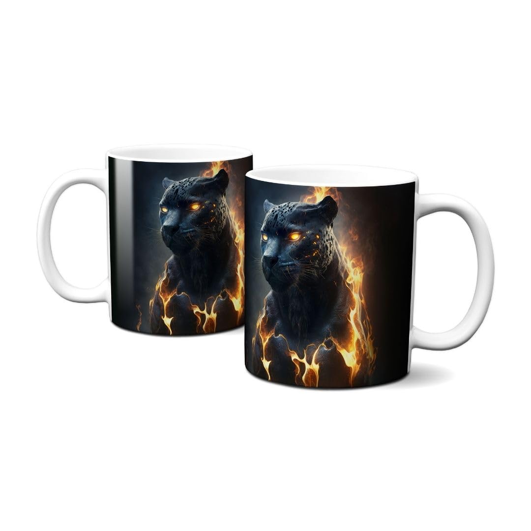 Hustling Sharks Wandbilder Feuriger Panther Tasse 330ml weiß Keramik