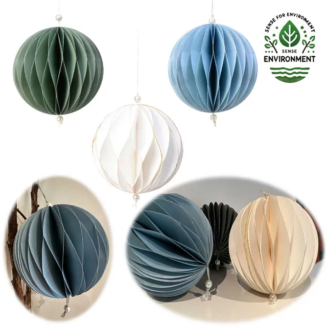 LS-LebenStil Wabenball Deko-Anhänger 15cm grün blau weiß 3er Set