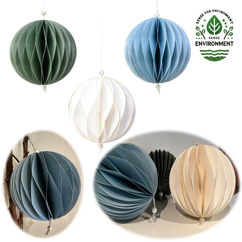 LS-LebenStil Wabenball Deko-Anhänger 15cm grün blau weiß 3er Set