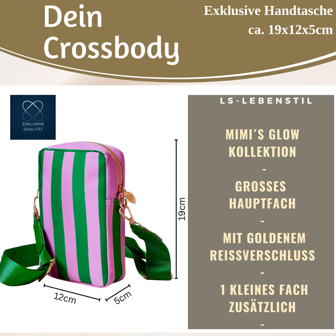 LS-LebenStil Mimi's Glow Ruby Handytasche Grün Violett Crossbody