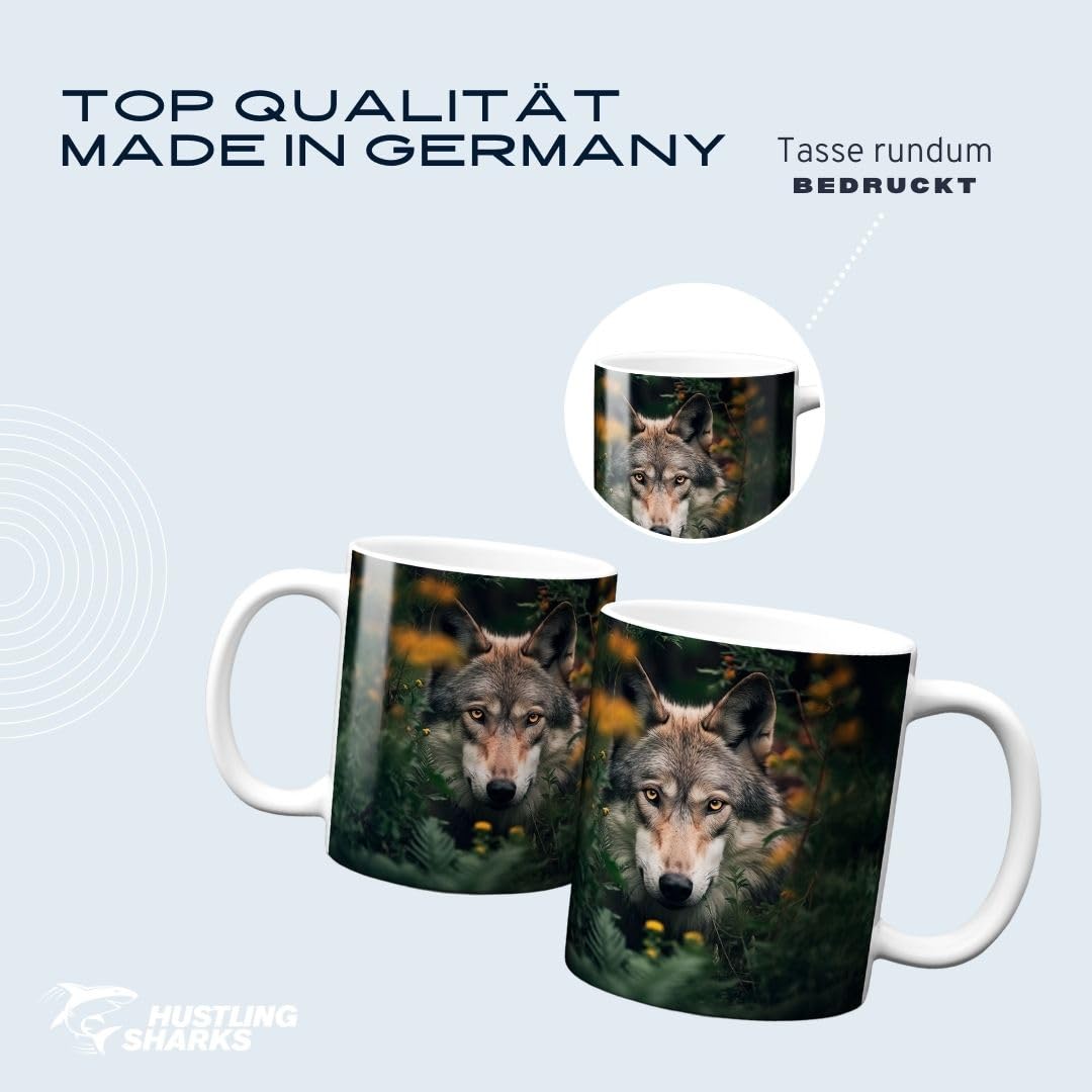 Hustling Sharks Wandbilder Wolf Tasse 330ml weiß Keramik