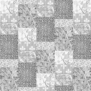Mineheart Arts Crafts Patchwork Tapete Schwarz Weiß 10m