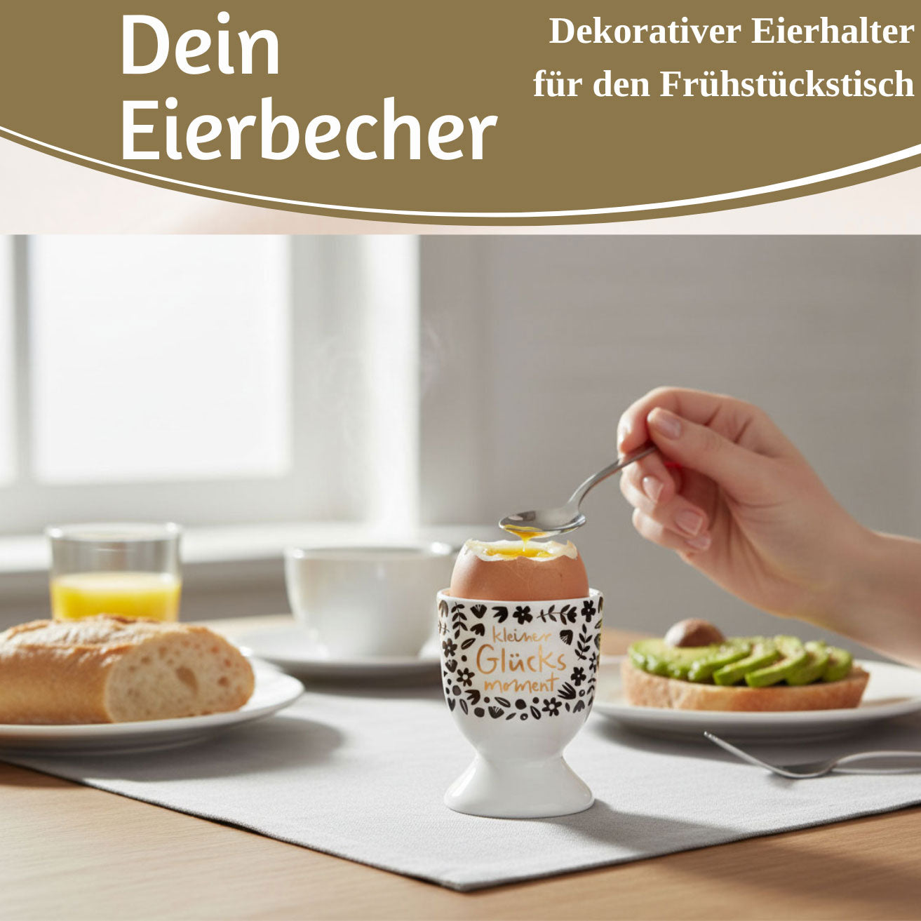 LS-LebenStil Küche & Haushalt Eierbecher Gold kleiner Glücksmoment