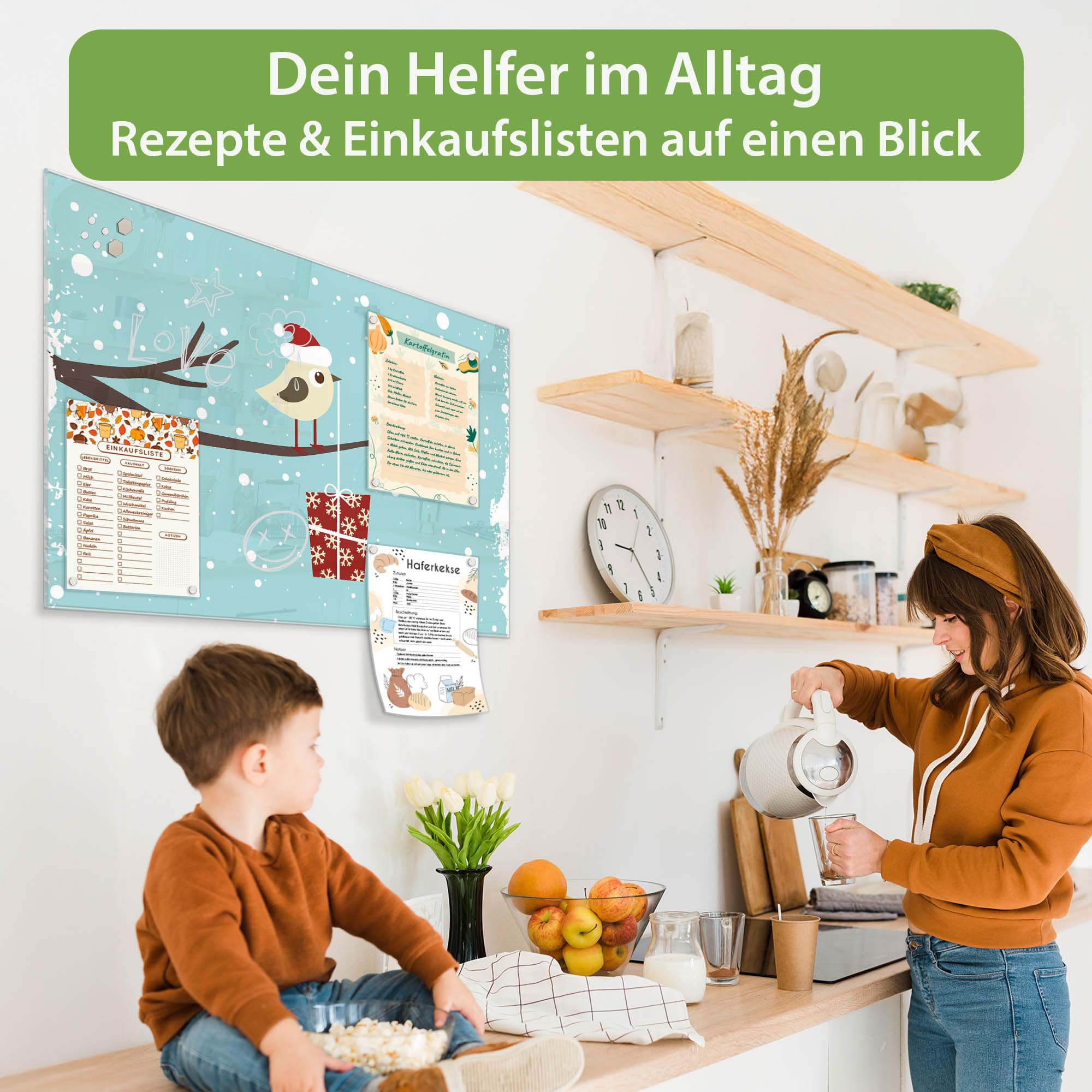 Banjado Magnettafel Weihnachten Magnetboard 120x80 cm
