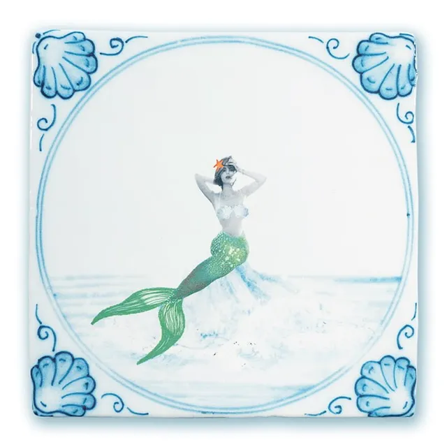 Storytiles Delft Blue Zeemeermin Wandfliese S 10x10 cm Meerjungfrau