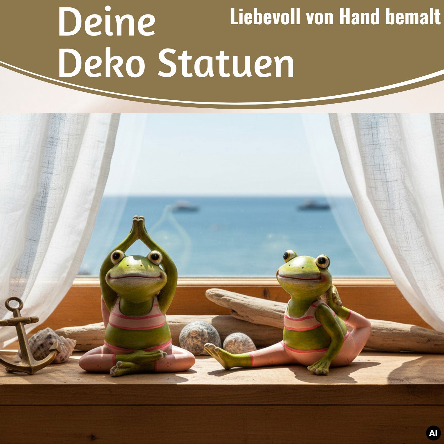 LS-LebenStil Yoga Frösche Deko-Figuren Set 8cm Grün Pink