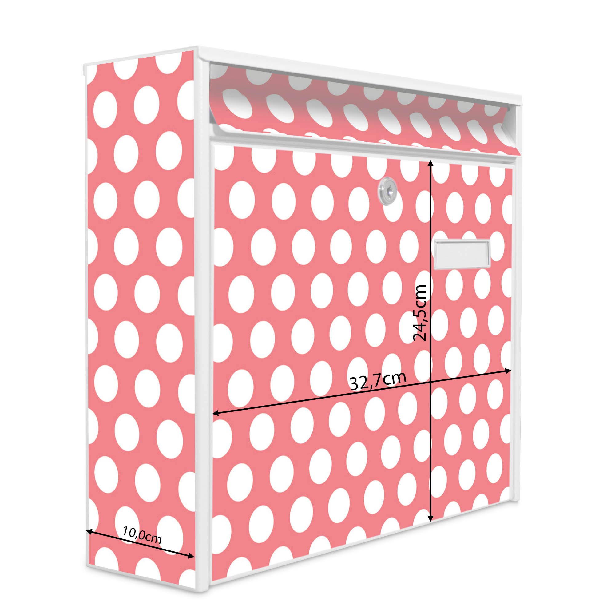 Banjado Briefkasten 32x36cm Weiß Motiv Punkte A4 Einwurf