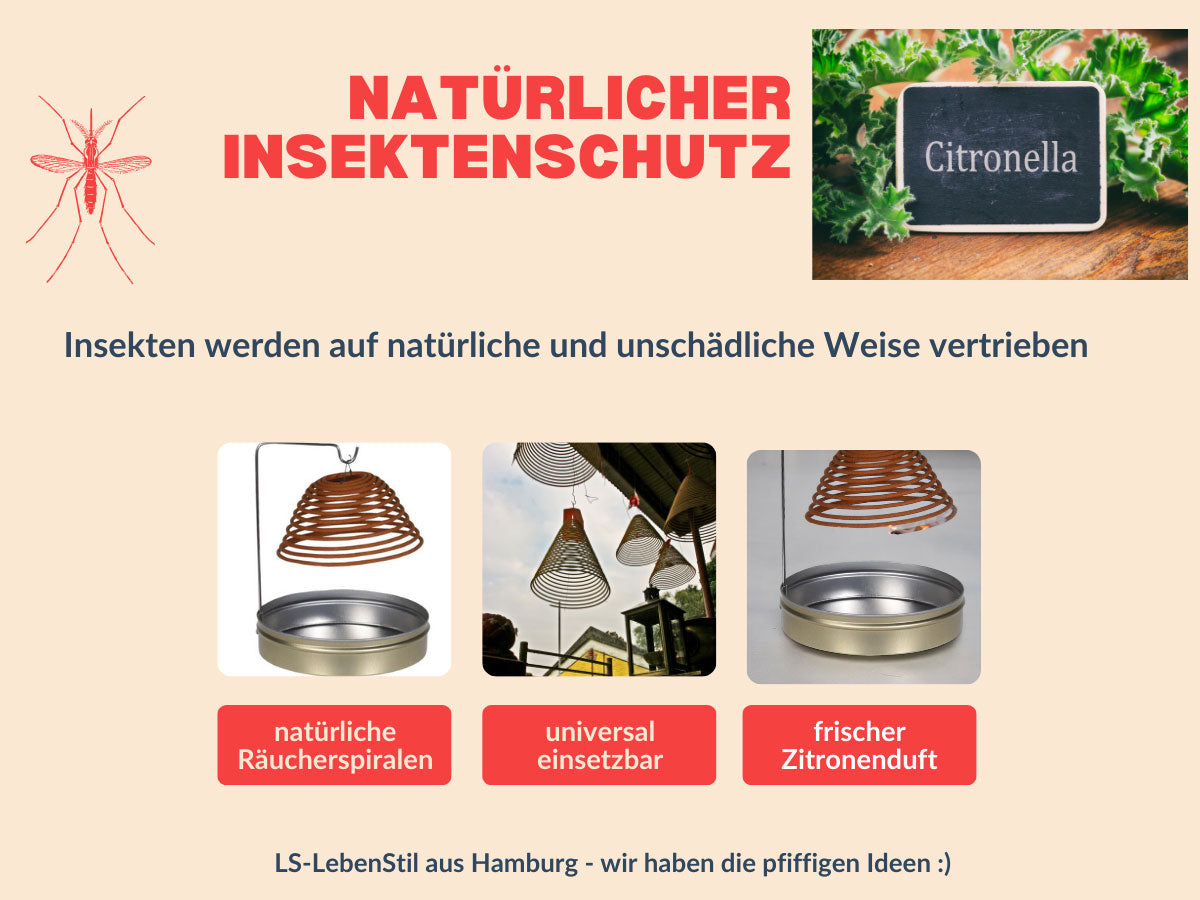 LS-LebenStil Citronella Räucherspirale hängend 6er Mückenschutz