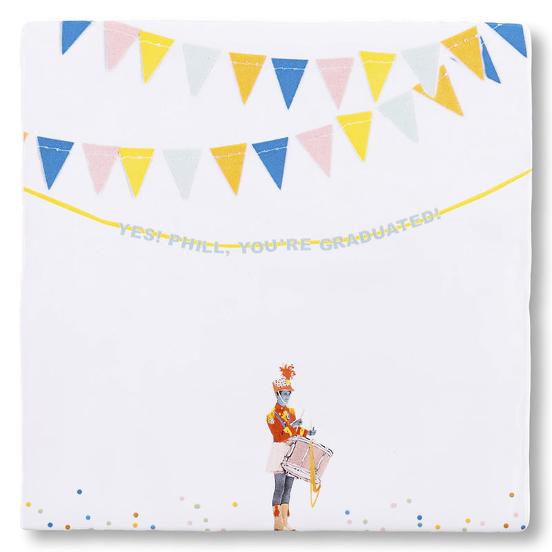 Storytiles Delft blue Hier is t feestje Fliese S 10x10 cm Spruch