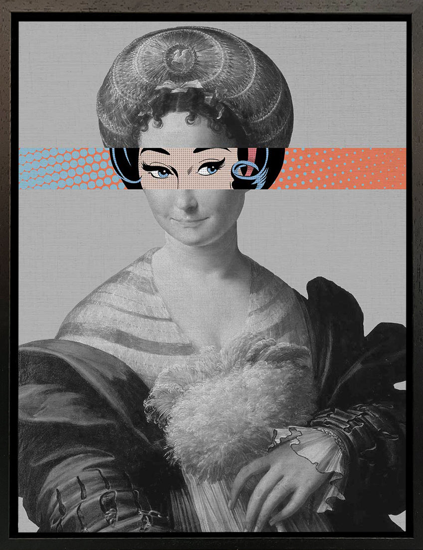 Mineheart Pop Portrait Gentildonna Leinwandbild Aqua Peach 30x41cm