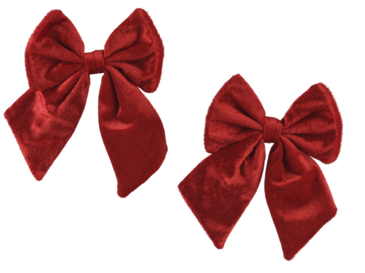 LS-LebenStil XL Weihnachtsschleife Samt Rot 2er Set 17cm