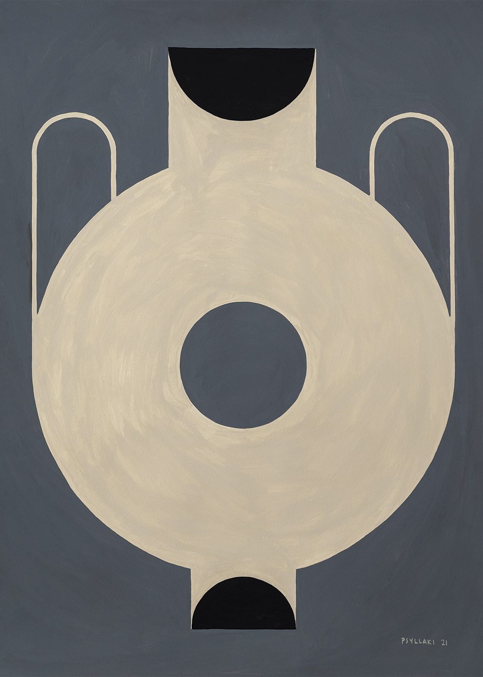 The Poster Club Circular Vase Kunstdruck A4 beige-blau