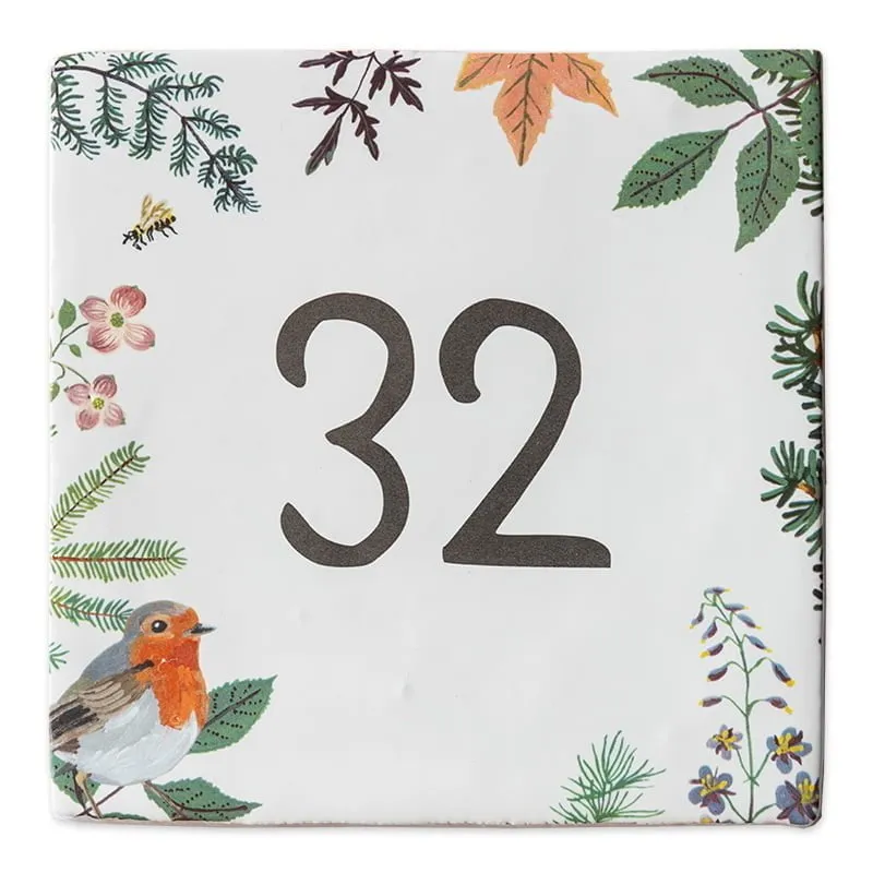 StoryTiles Delft Blue Roodborstje Hausnummern-Fliese 10x10
