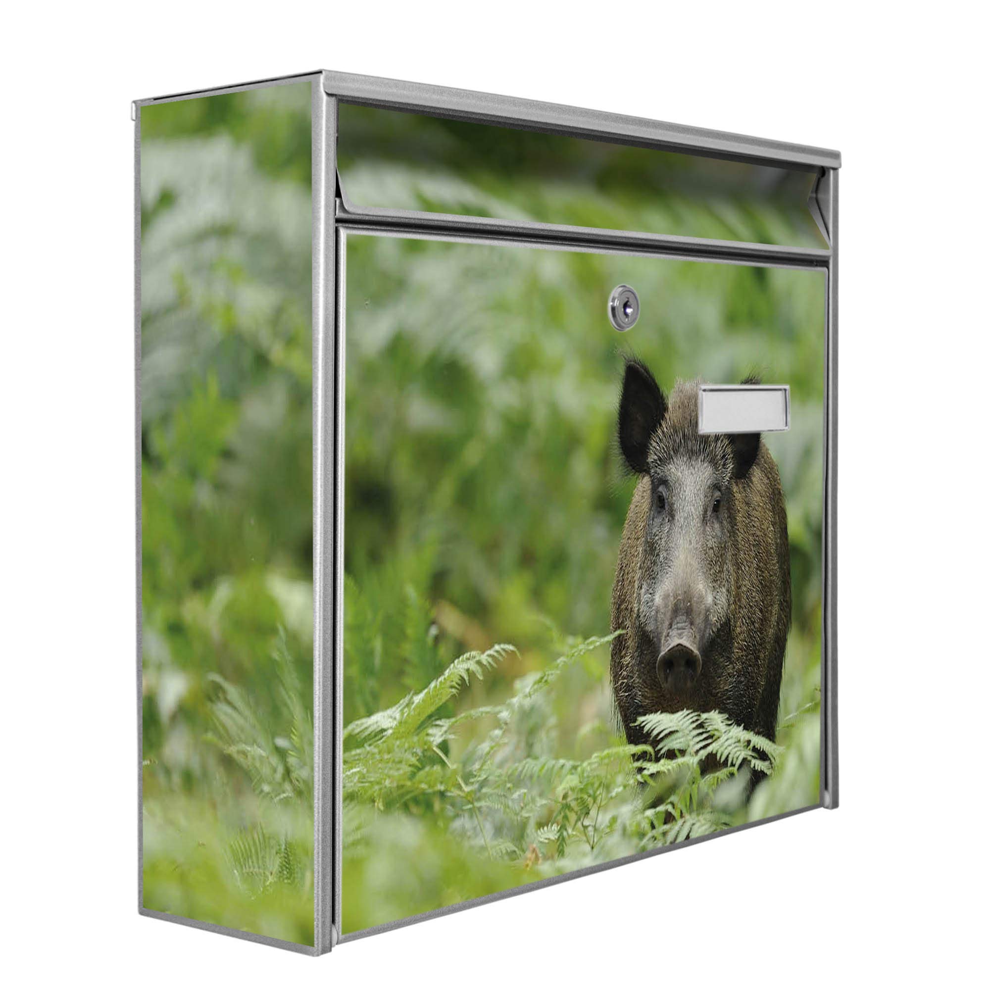 Banjado Briefkasten Wildschwein Silbergrau A4 ohne Zeitungsfach