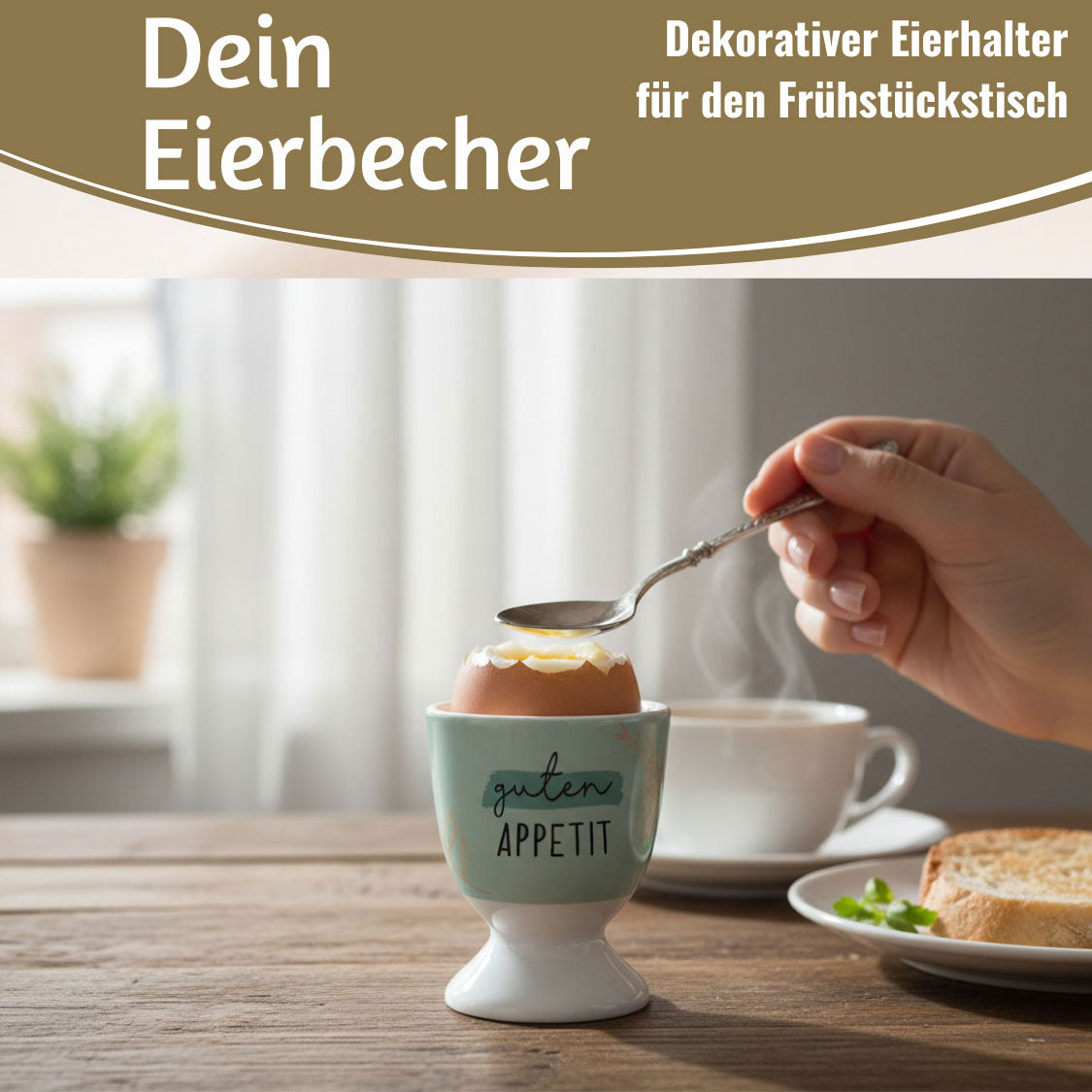 LS-LebenStil Küche & Haushalt Eierbecher Guten Appetit Echt-Gold