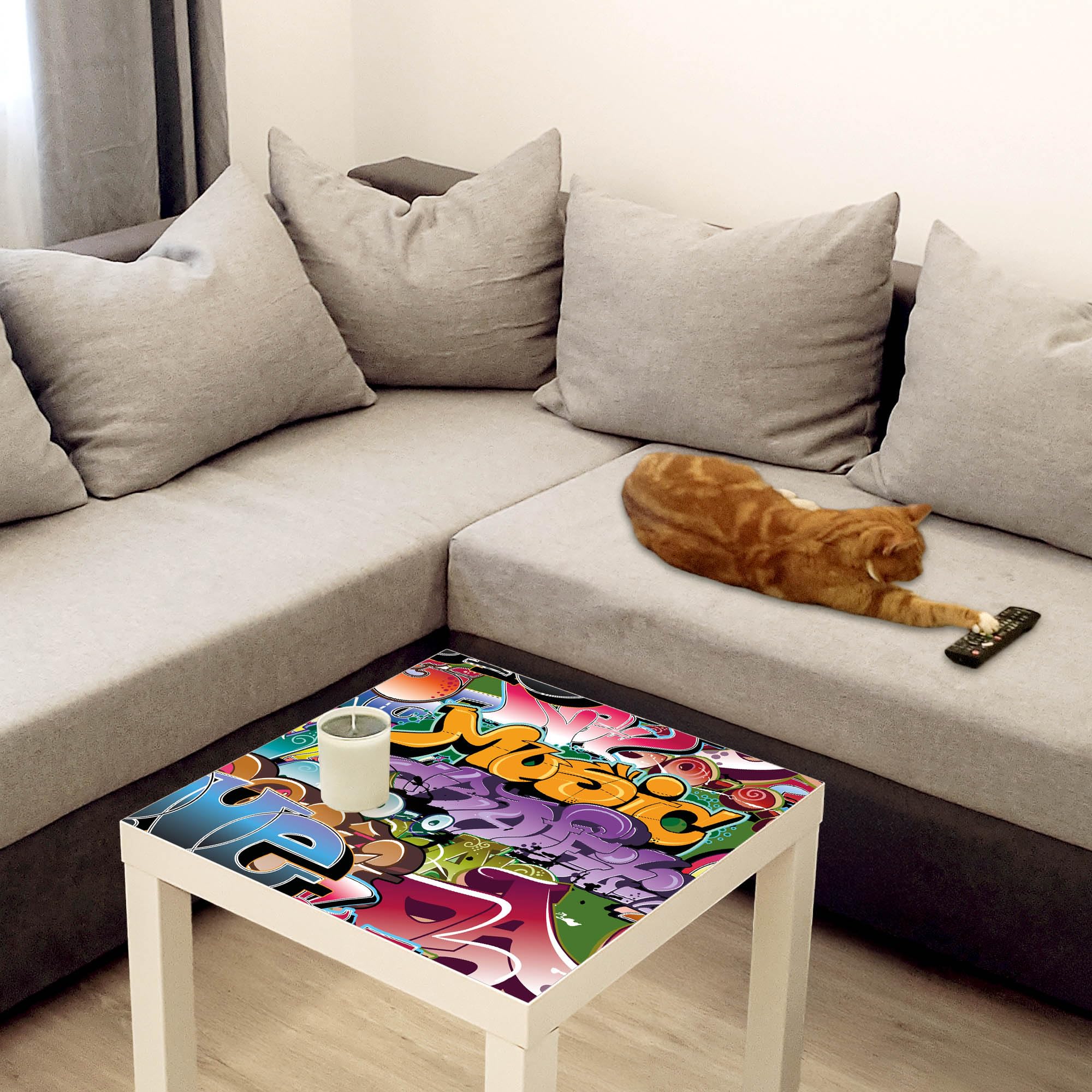 Banjado Möbelfolie Graffiti Tischfolie 55x55 cm selbstklebend