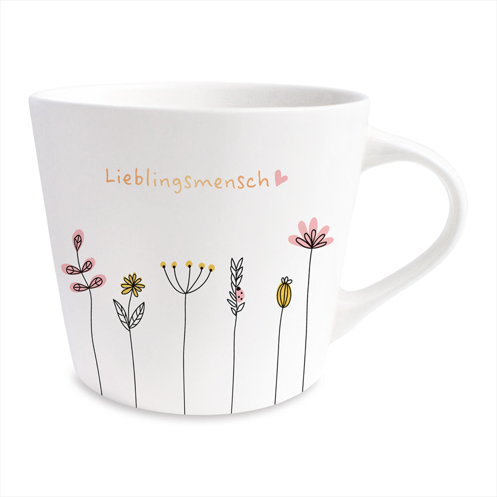 LS-LebenStil Lieblingsmensch Kaffeebecher 420ml Weiß Gold Echtgold