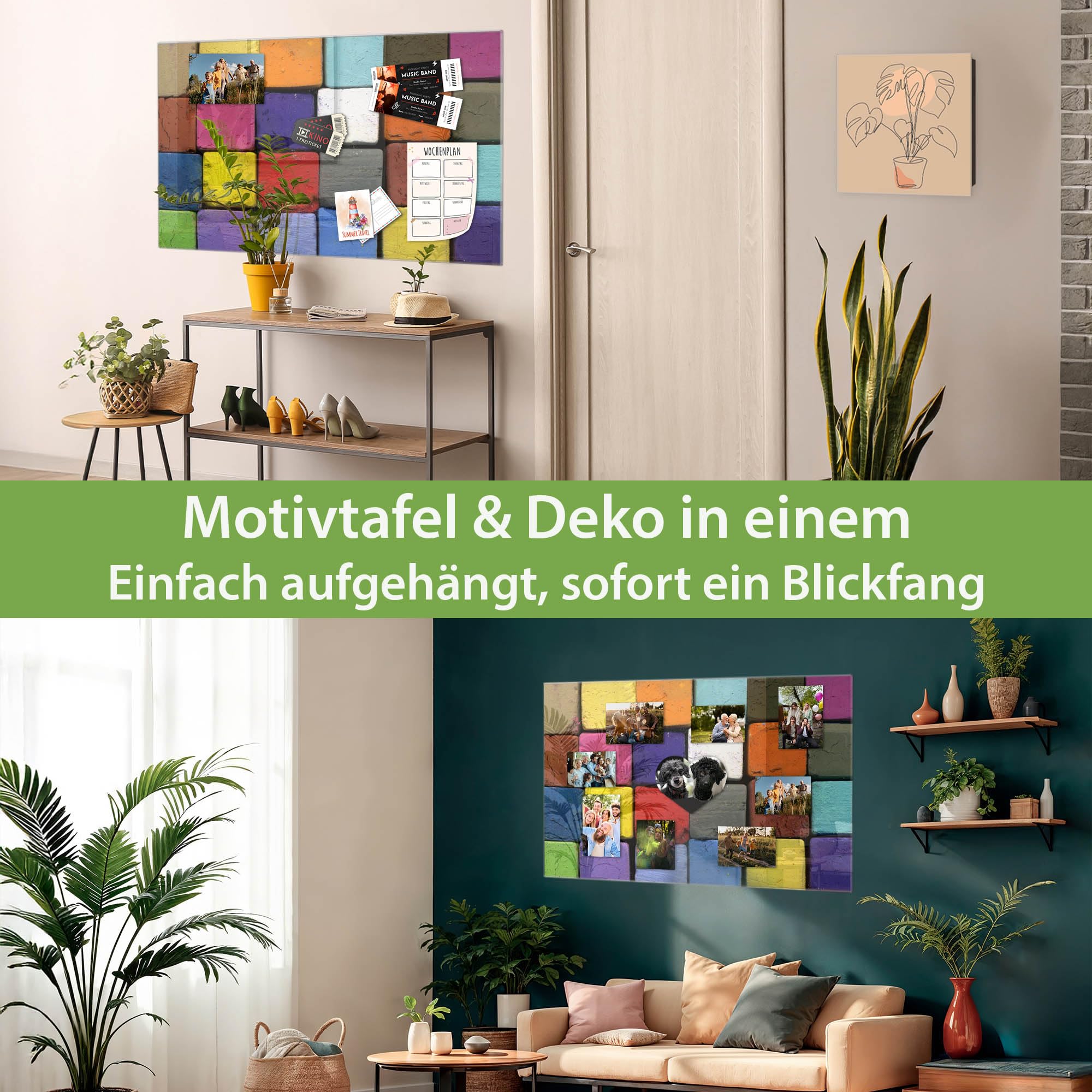 Banjado Magnettafel Bunte Kreide Glas 120x80 cm magnetisch