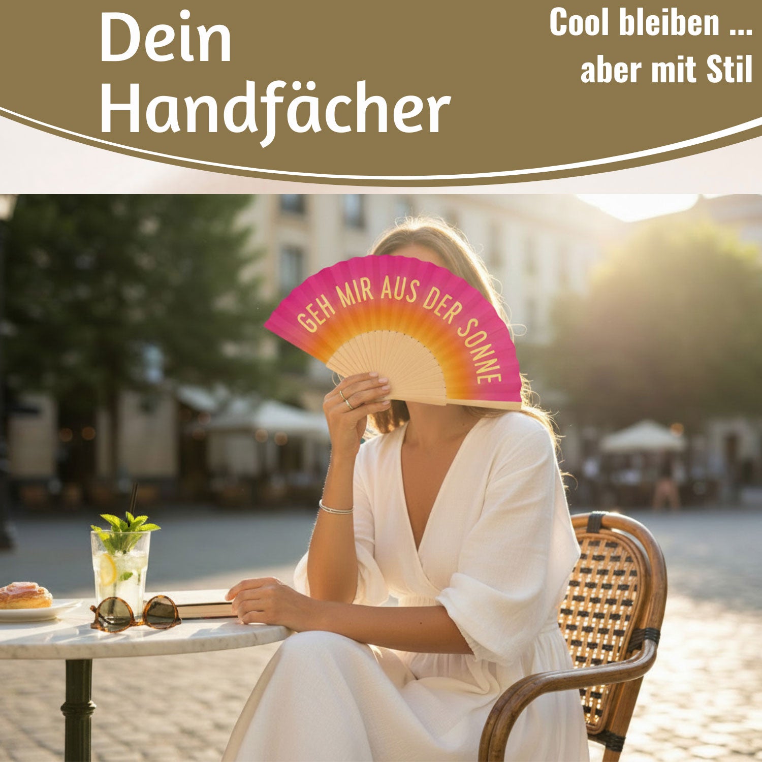 LS-LebenStil Handfächer Holz Pink 42cm faltbar