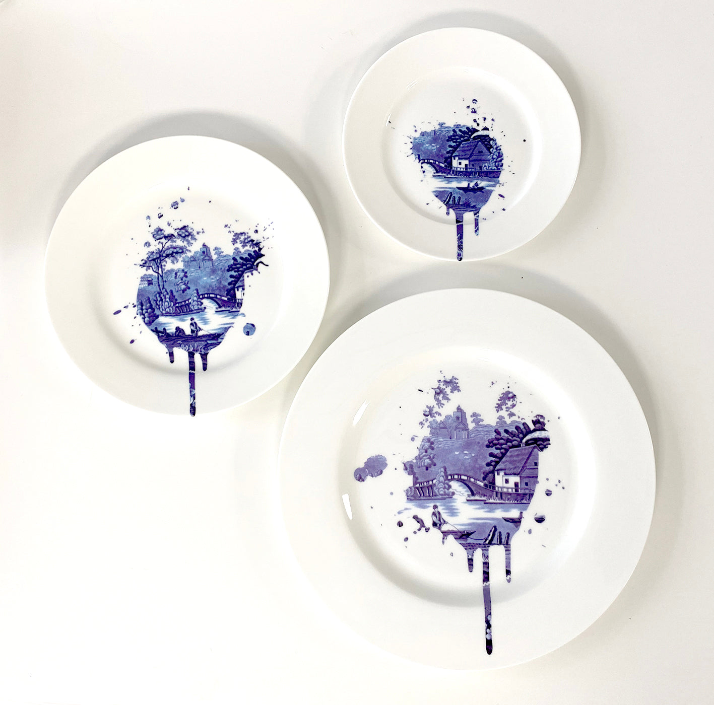 Mineheart Undercover Antique Teller Bone China Blau-Weiß