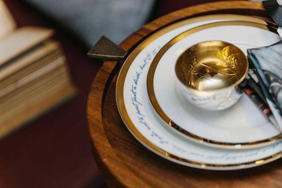 Mineheart Poetry Plates Teller Set Bone China Spruch